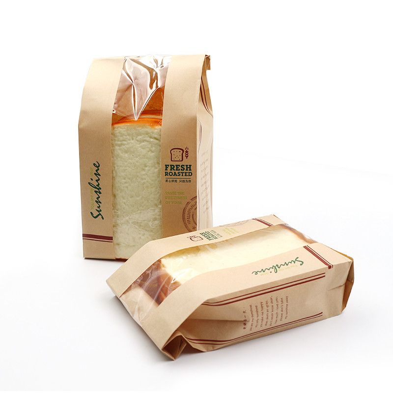 Brown Bread Kraft Papel Sacos de embalagem com janela FCS SGS FDA Certified